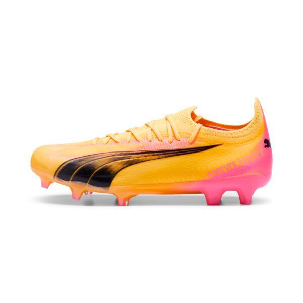 PUMA ULTRA ULTIMATE Firm Ground/Artificial Ground Women's Soccer Cleats Shoes in Sun Stream/Black/Sunset Glow Product Image