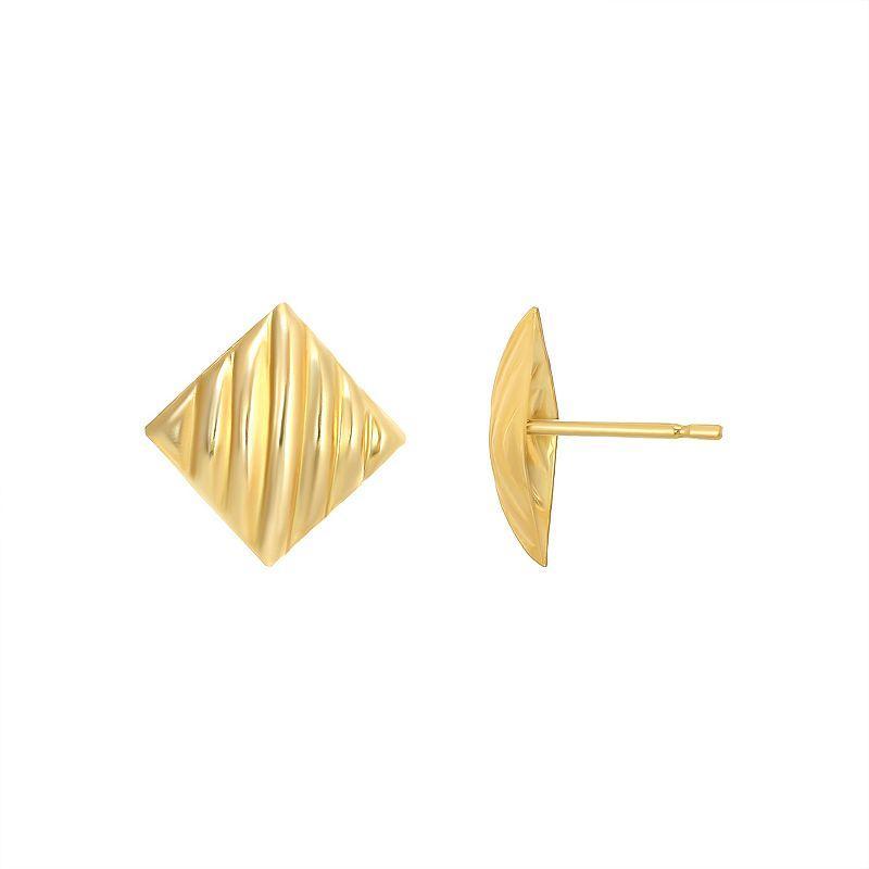 Forever 14K 14k Gold Fluted Square Stud Earrings, Womens Product Image