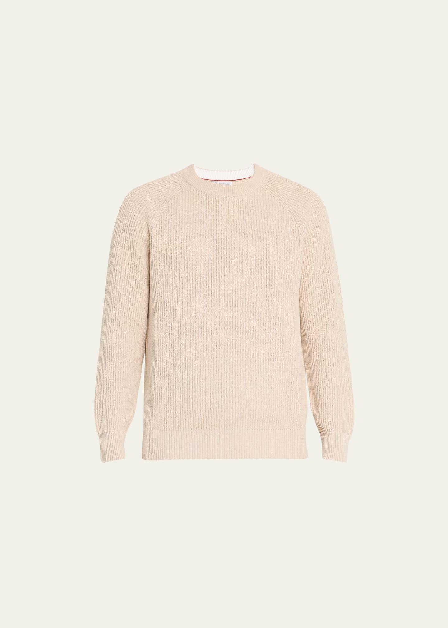 Mens Cotton Ribbed Crewneck Sweater Product Image