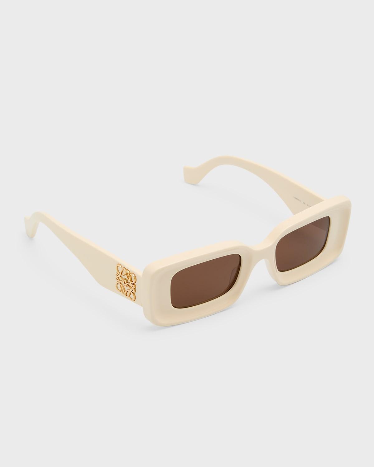 Men's Anagram Acetate-nylon Rectangle Sunglasses In Ivory Brown Product Image