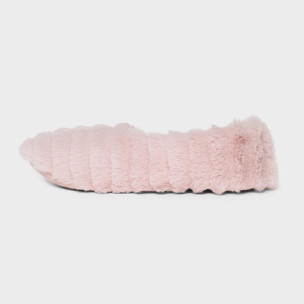 Womens Ribbed Faux Fur Cozy Pull-On Slipper Socks with Grippers - Auden Light M/L Product Image