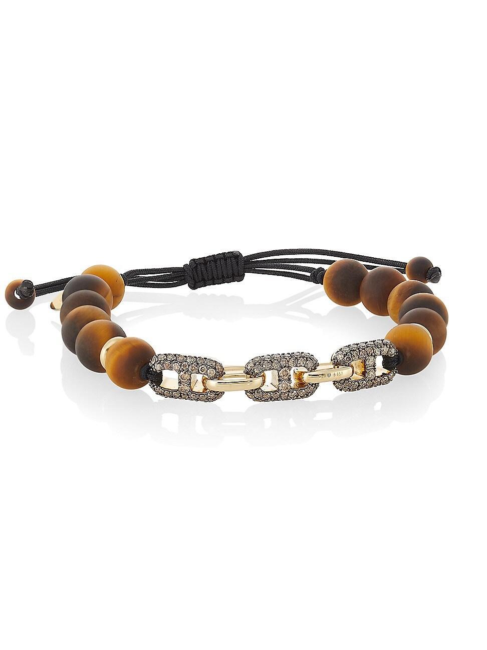 Executive 18K Rose Gold, 1.18 TCW Brown Diamonds & Tigers Eye Slider Bracelet Product Image