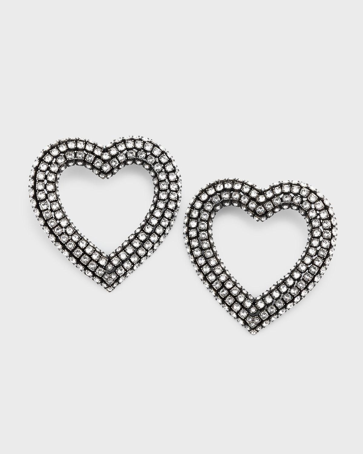 Balenciaga - Heart Crystal-embellished Hoop Earrings - Womens - Crystal Multi Product Image