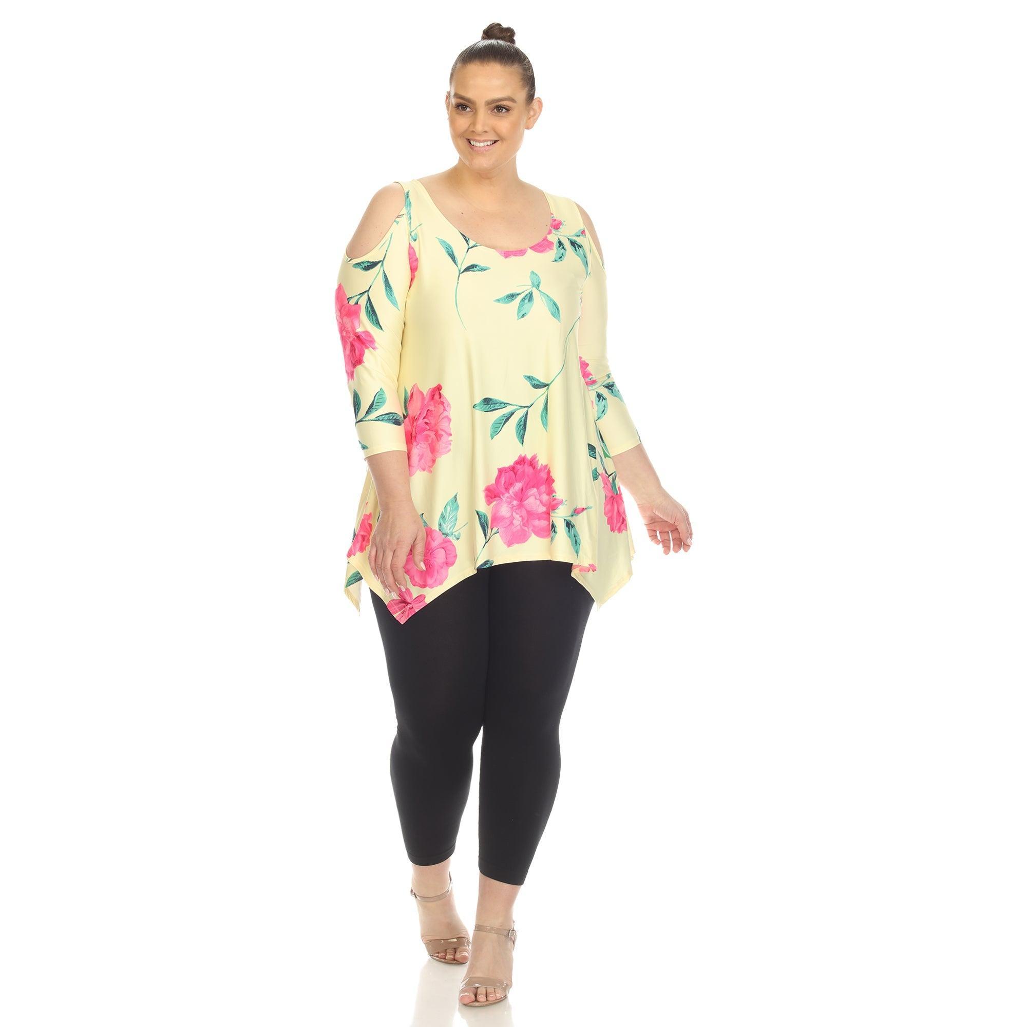 Floral Printed Cold Shoulder Tunic - Plus Product Image