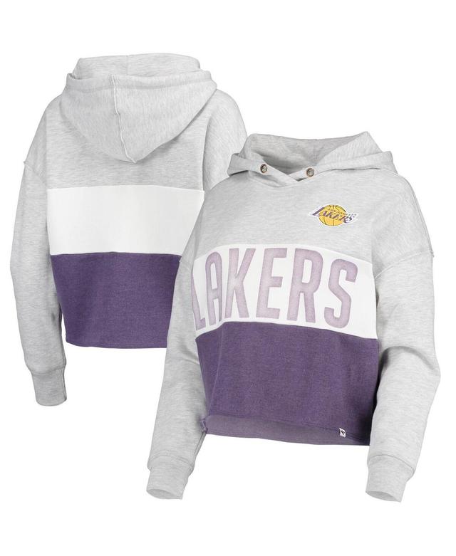 Womens 47 Heathered Gray Los Angeles Lakers Lizzy Cutoff Pullover Hoodie Product Image