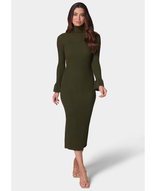 Bebe Womens Bell Sleeve Turtleneck Midi Dress Product Image