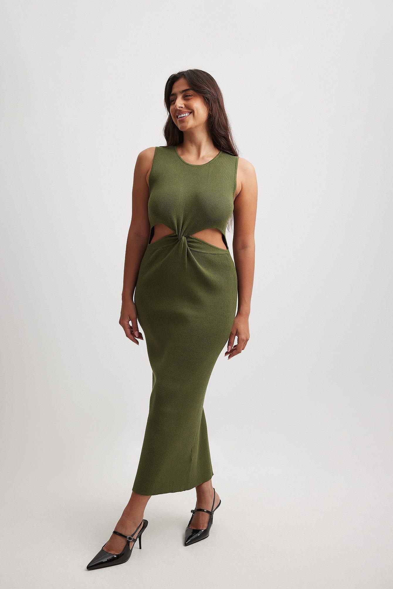 Knitted Cut Out Midi Dress Product Image