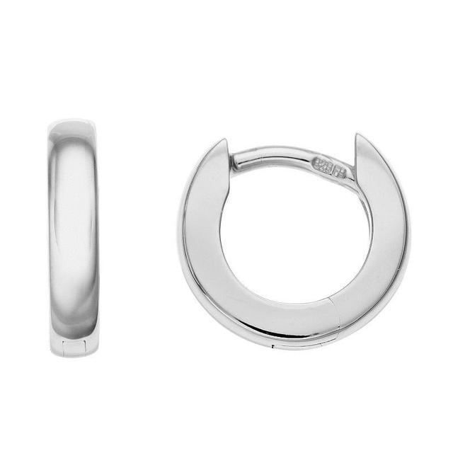 Sterling Silver Polished Huggie Hoop Earrings, Womens, White Product Image