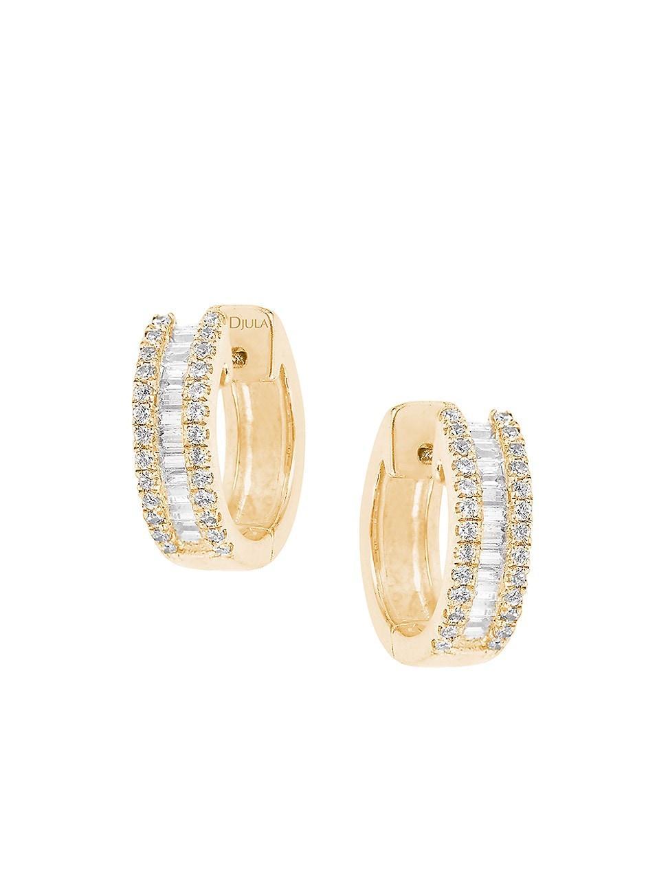 Womens Eclat 18K Yellow Gold & Diamond Hoop Earrings Product Image