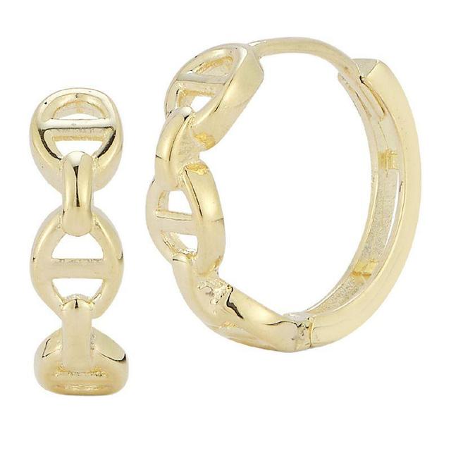 LUMINOR GOLD 14k Gold Tri-Marine Link Huggie Hoop Earrings, Womens, Yellow Product Image