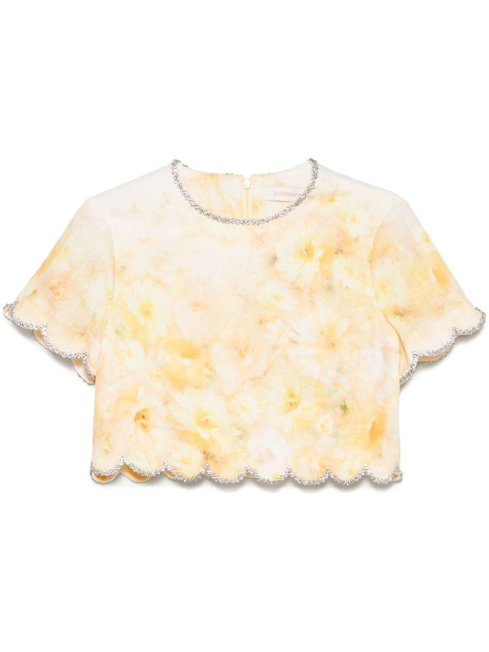 ZIMMERMANN Crush Crop Top In Yellow Product Image