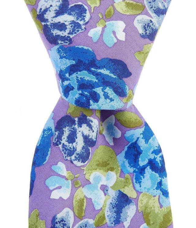 Roundtree & Yorke Water Floral Print 2 3/4#double; Woven Silk Tie Product Image