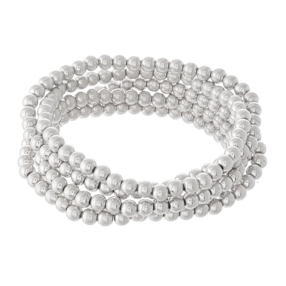 426677  Two Tone Beaded Ball Stacking Bracelet Set Product Image