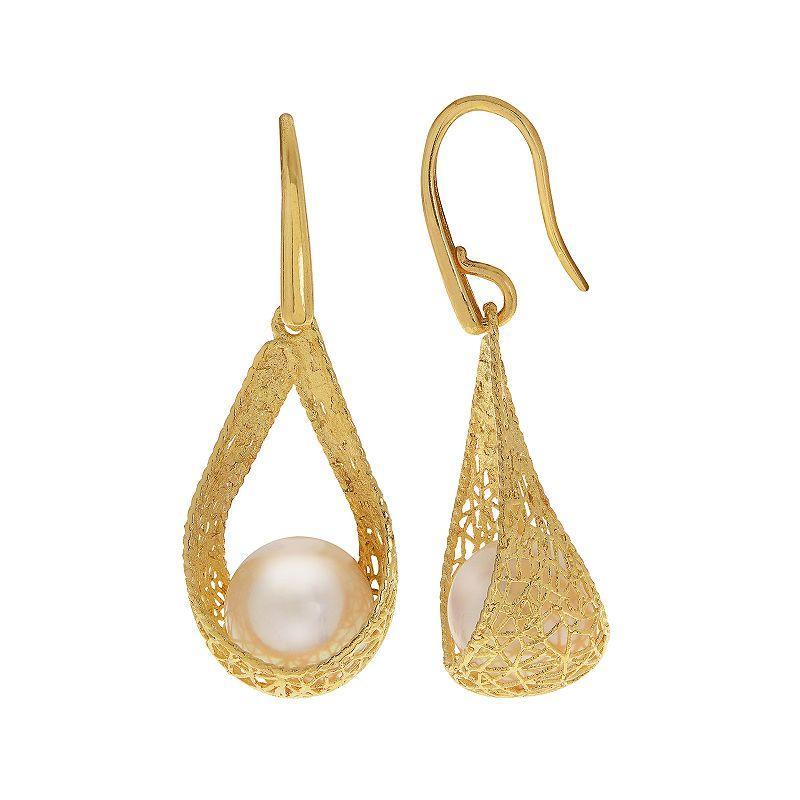 PearLustre by Imperial 14k Gold Freshwater Cultured Pearl Filigree Drop Earrings, Womens, White Product Image