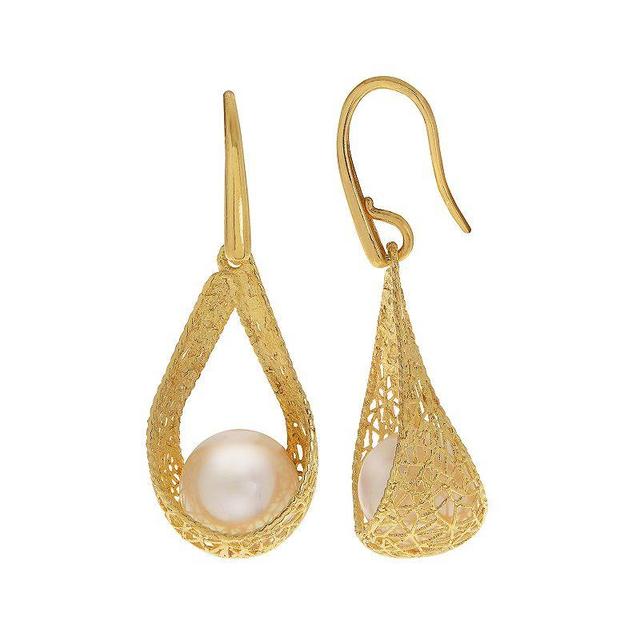 PearLustre by Imperial 14k Gold Freshwater Cultured Pearl Filigree Drop Earrings, Womens, White Product Image