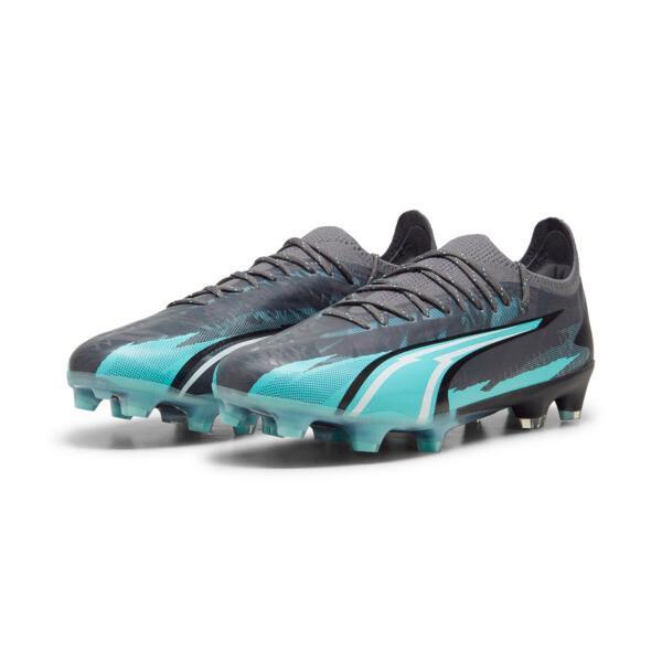 PUMA ULTRA ULTIMATE RUSH Firm Ground/Artificial Ground Men's Soccer Cleats Shoes in Strong Grey/White/Elektro Aqua Product Image