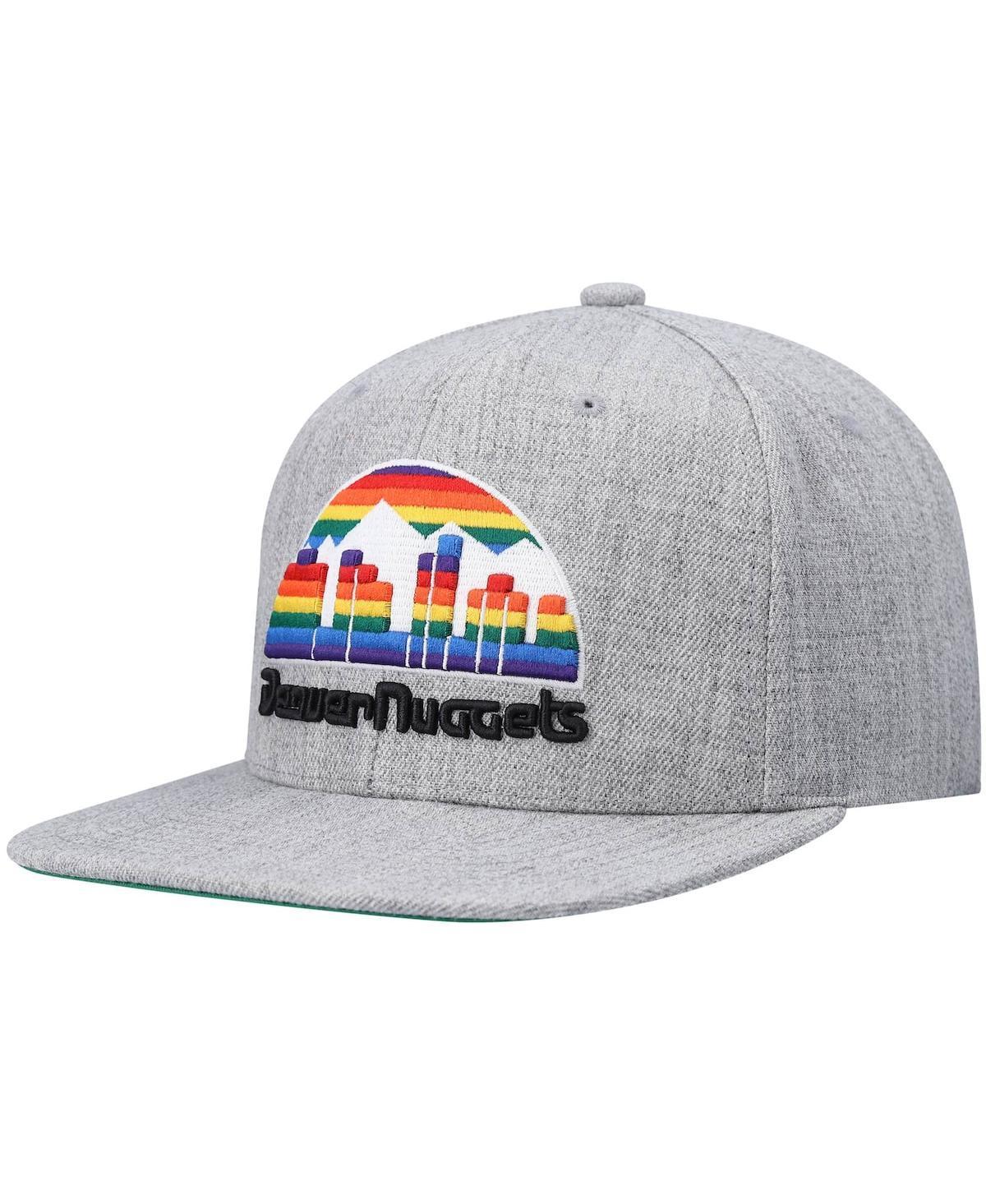 Mens Mitchell & Ness Heathered Gray Denver Nuggets Hardwood Classics Team 2.0 Snapback Hat Product Image