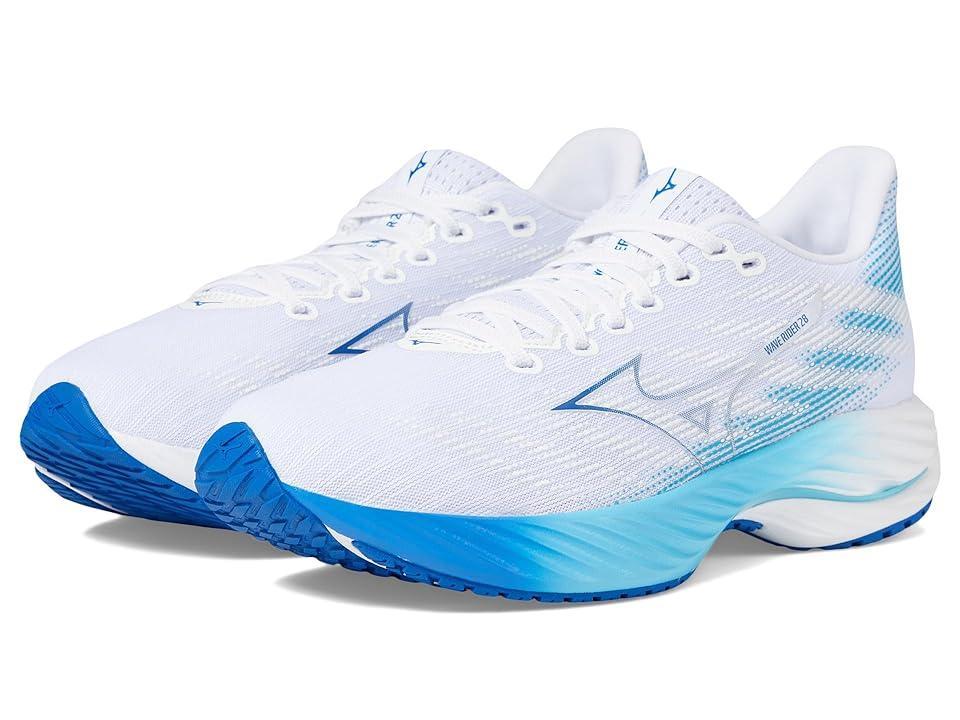 Mizuno Womens Wave Rider 28 - Shoes White/Mugen Blue Product Image