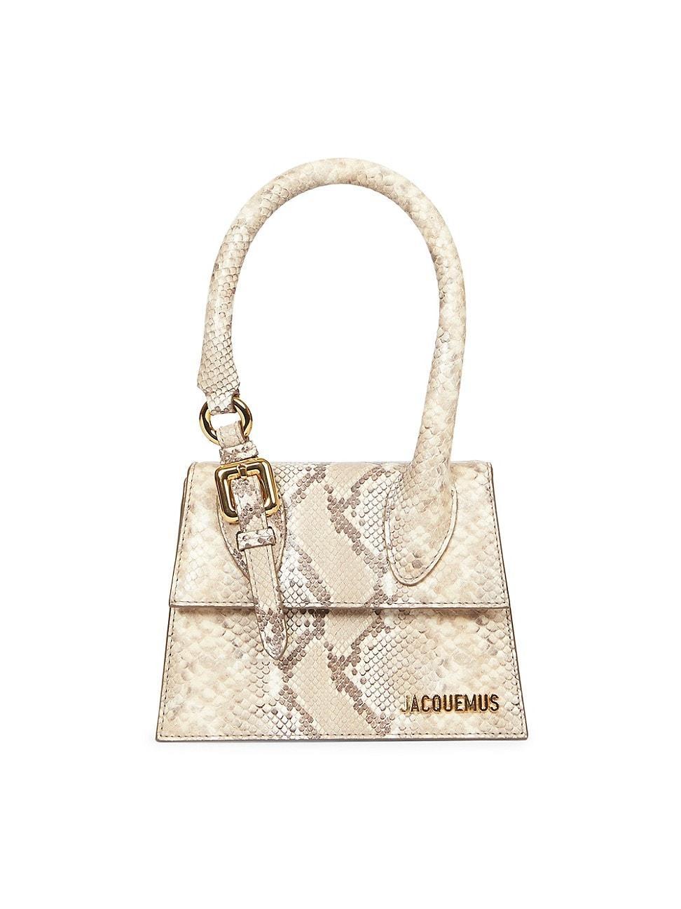 Jacquemus Le Chiquito Moyen Snakeskin Embossed Leather Top Handle Bag Product Image