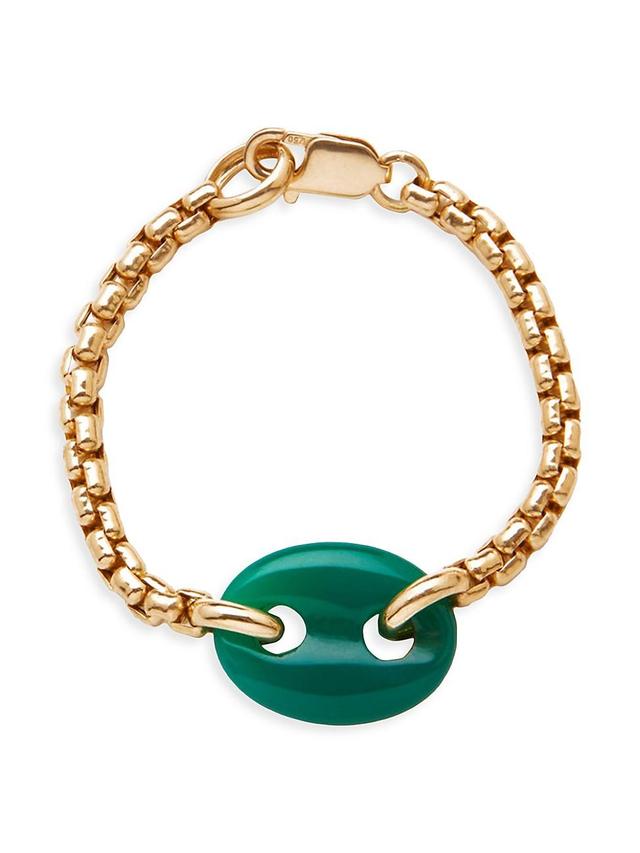 Womens 18K Yellow Gold & Green Quartz Bracelet Product Image