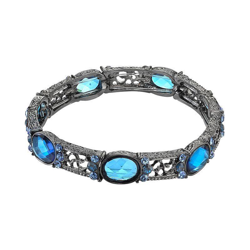 1928 Black-Tone Blue Stretch Bracelet, Womens Product Image