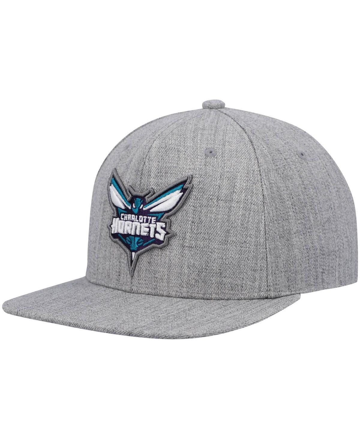 Mens Mitchell & Ness Heathered Gray Charlotte Hornets 2.0 Snapback Hat Product Image