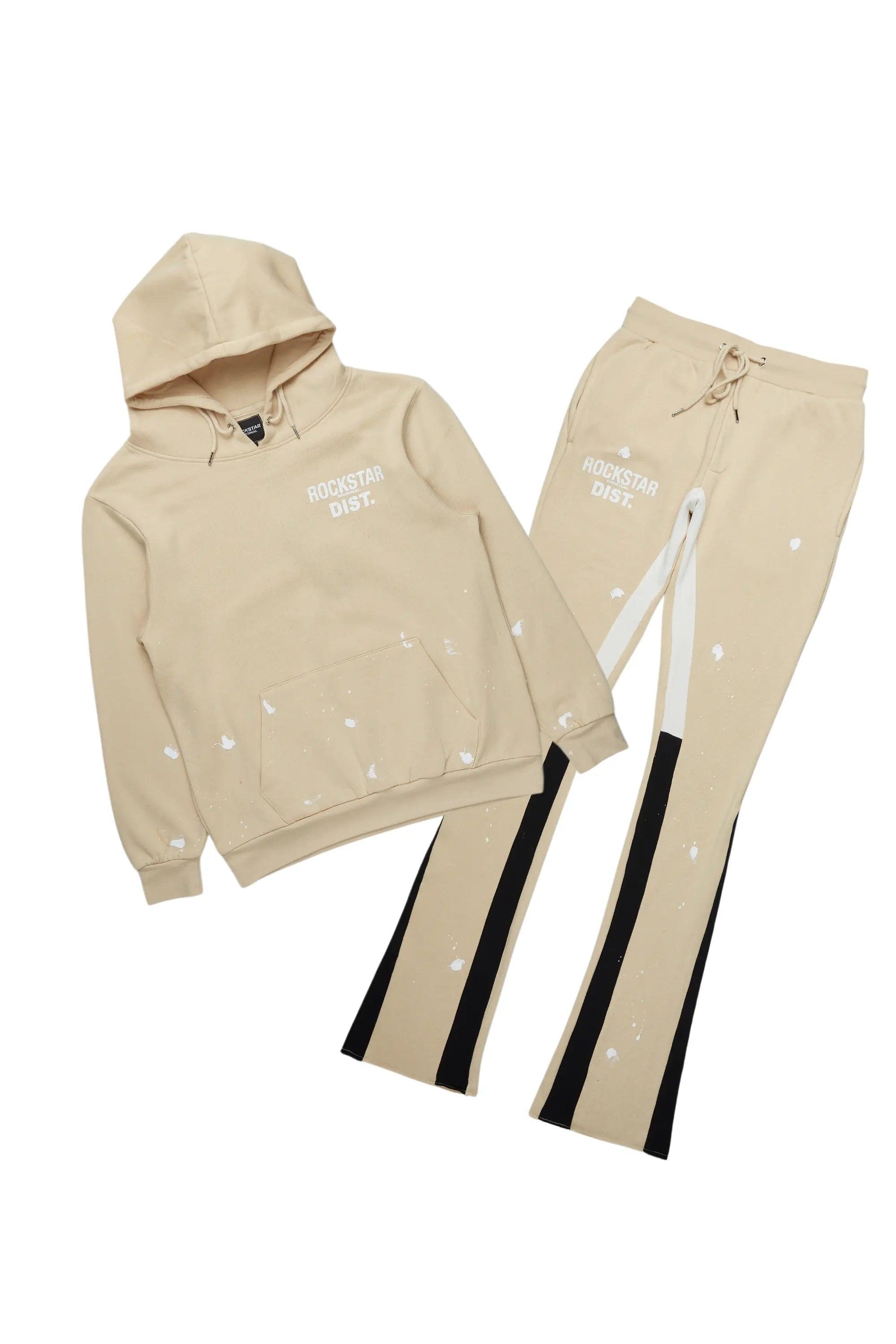 Raffer Beige Hoodie/Stacked Flare Pant Set Male product image