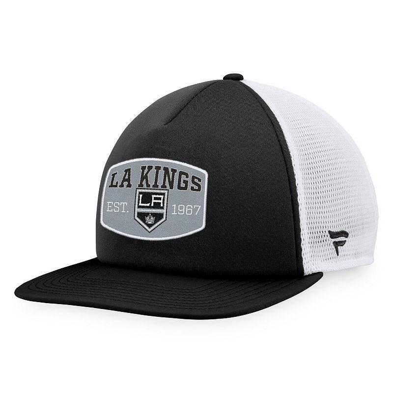 Mens Fanatics Branded Black/White Los Angeles Kings Foam Front Patch Trucker Snapback Hat Product Image