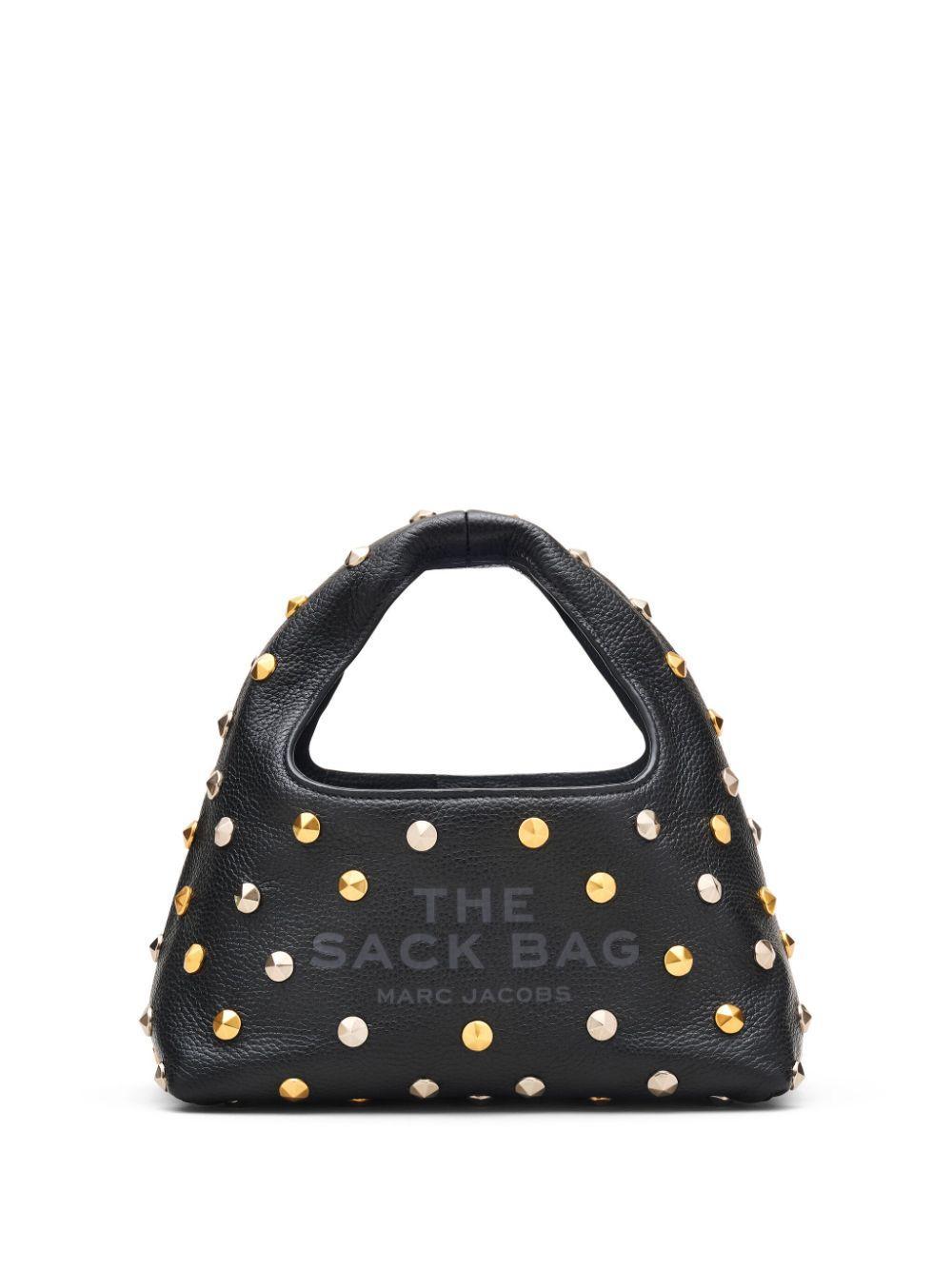 MARC JACOBS The Glam Studs Leather Mini Sack Bag In Nero Neri E Grigi Product Image