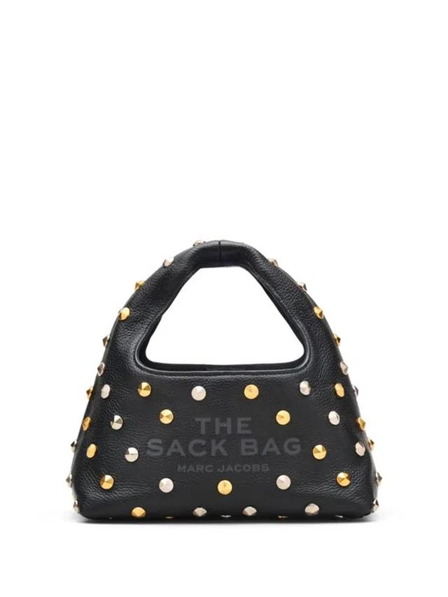 MARC JACOBS The Glam Studs Leather Mini Sack Bag In Nero Neri E Grigi Product Image