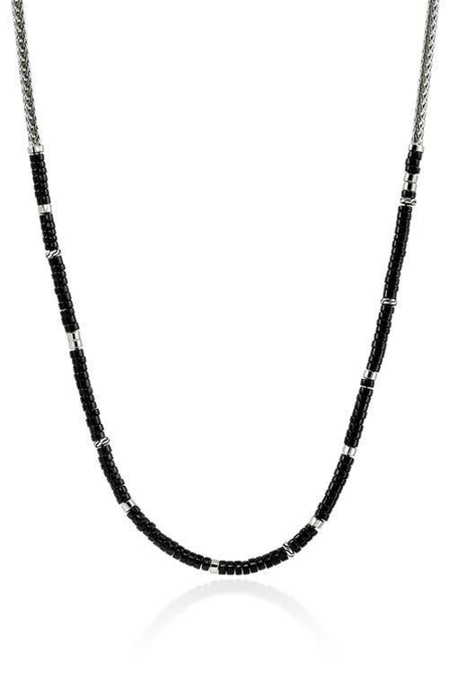 Mens Heishi Sterling Silver & Black Onyx Chain Necklace Product Image