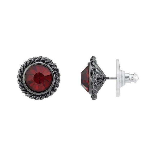 1928 Black Tone Red Simulated Crystal Stud Earrings, Womens Product Image