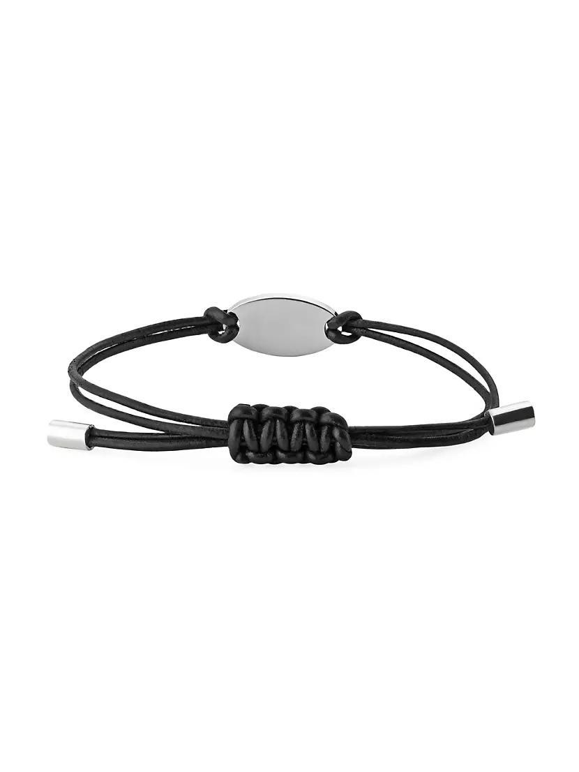 Mens Unisex Trademark Leather & Sterling Silver Bracelet Product Image