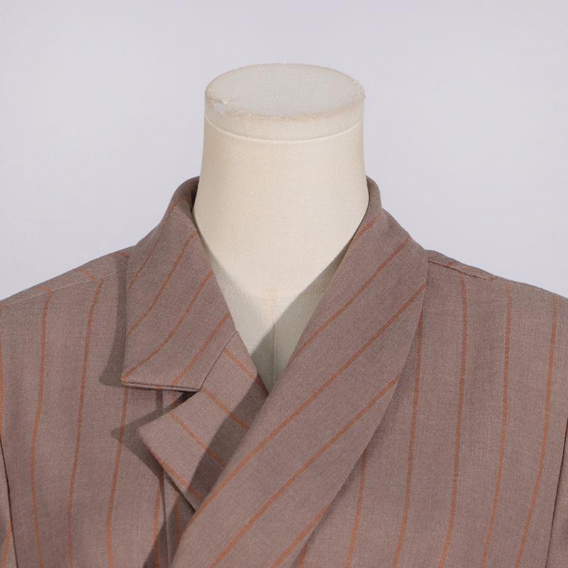 Pinstriped Asymmetrical Single-Breasted Blazer Product Image