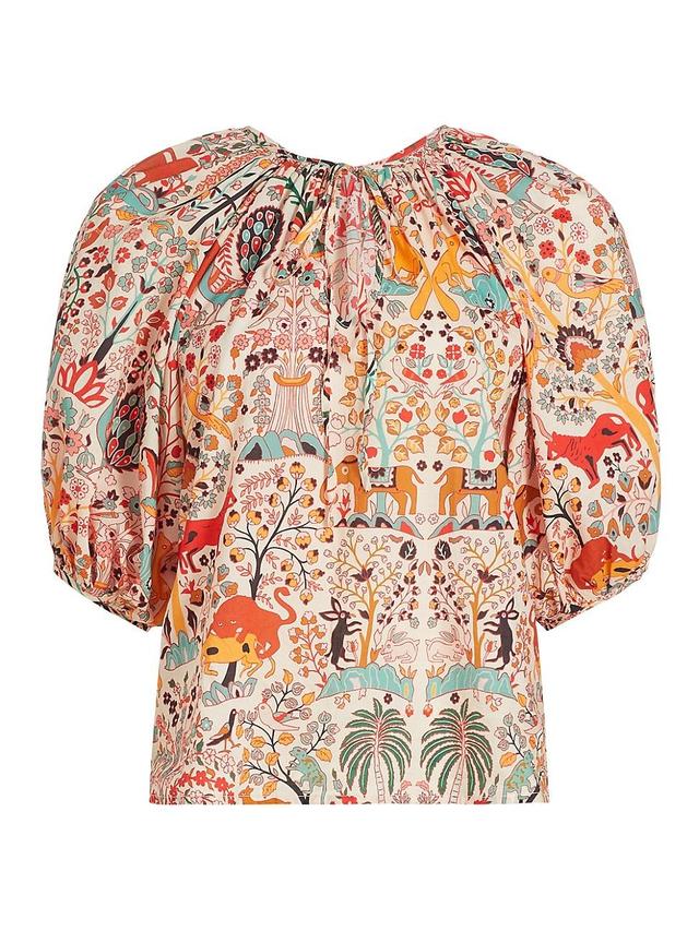 Womens Rowan Printed Puff-Sleeve Blouse Product Image