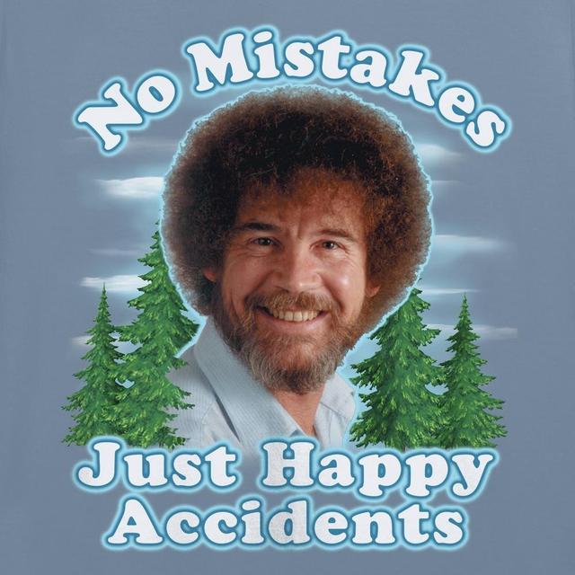 Mens Bob Ross Happy Accidents Short Sleeve Graphic T-Shirt - Blue Product Image