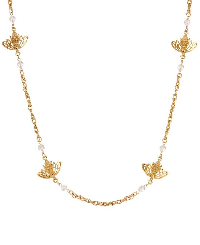 1928 Gold Tone Crystal Bee Necklace, Womens, Yellow Product Image