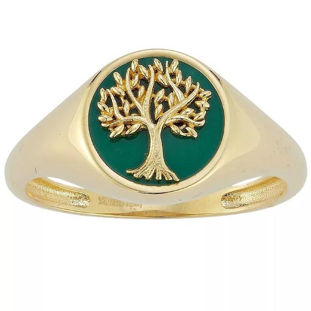 LUMINOR GOLD 14k Gold Enamel Tree Of Life Signet Ring, Womens Product Image