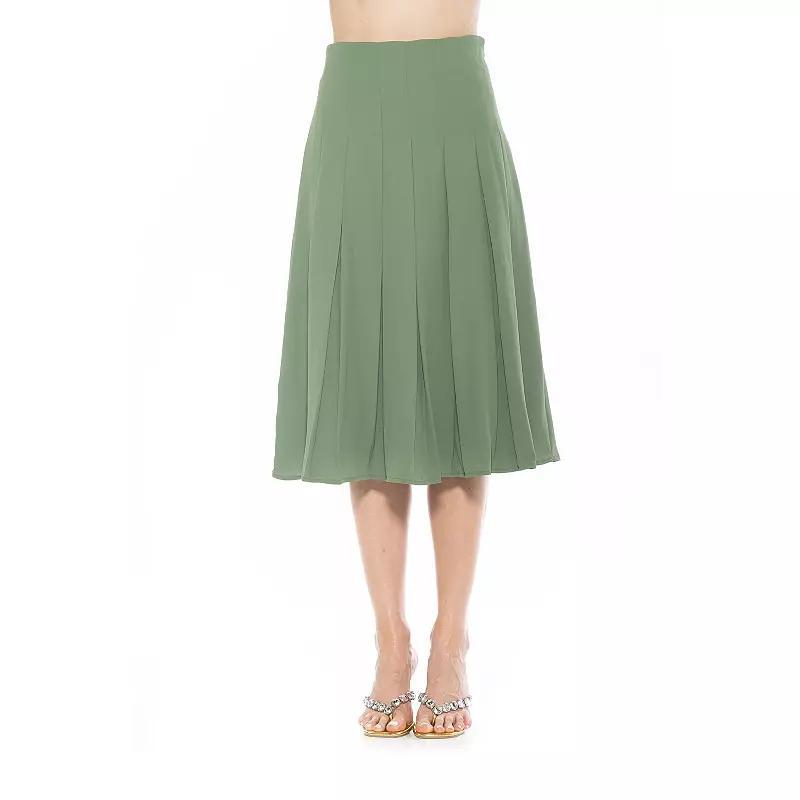 Womens ALEXIA ADMOR Shilo Midi Length Pleated Skirt Green product image