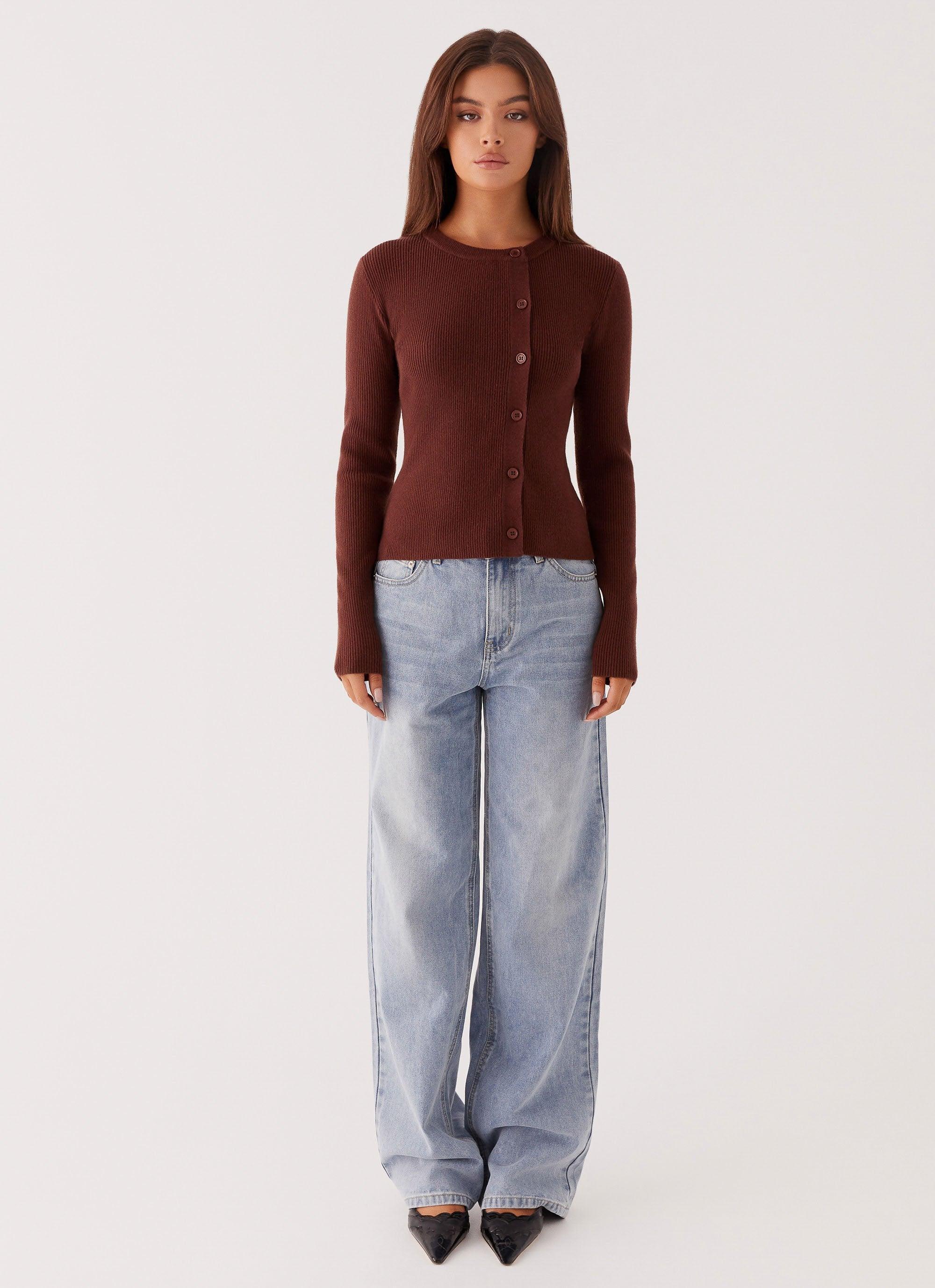 Rubi Knit Long Sleeve Top - Chocolate Product Image