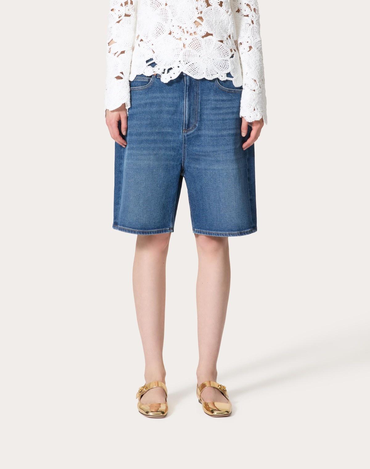 VALENTINO V-detail Bermuda Shorts In Blue Product Image