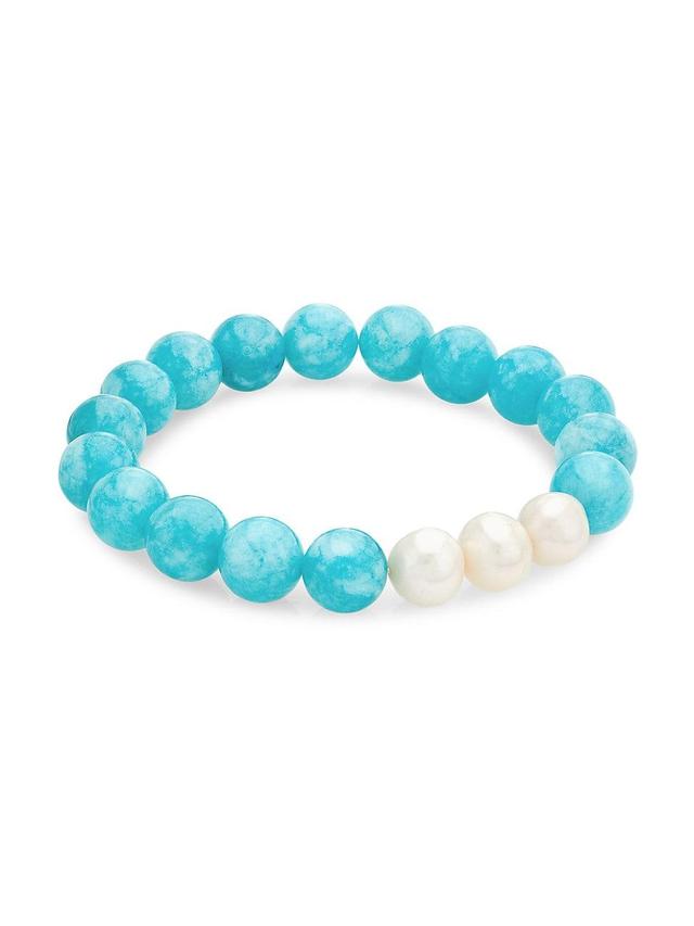 Womens Gems Baroque Pearl & Turquoise Beaded Stretch Bracelet Product Image