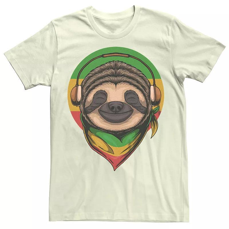 Mens Rasta Sloth Wearing Headphones Graphic Tee Product Image