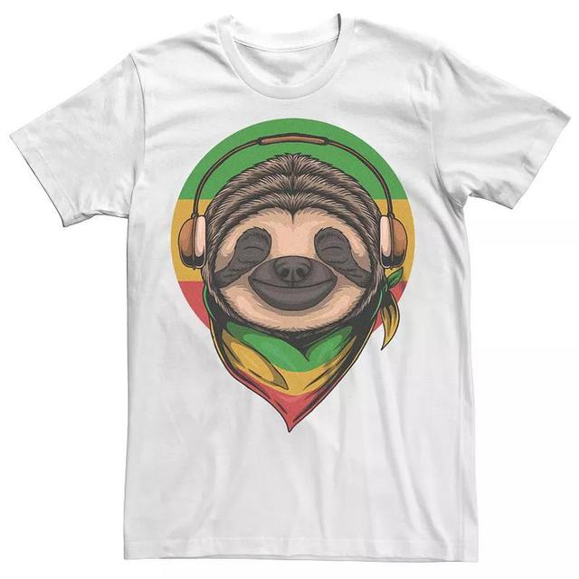 Mens Rasta Sloth Wearing Headphones Graphic Tee Product Image