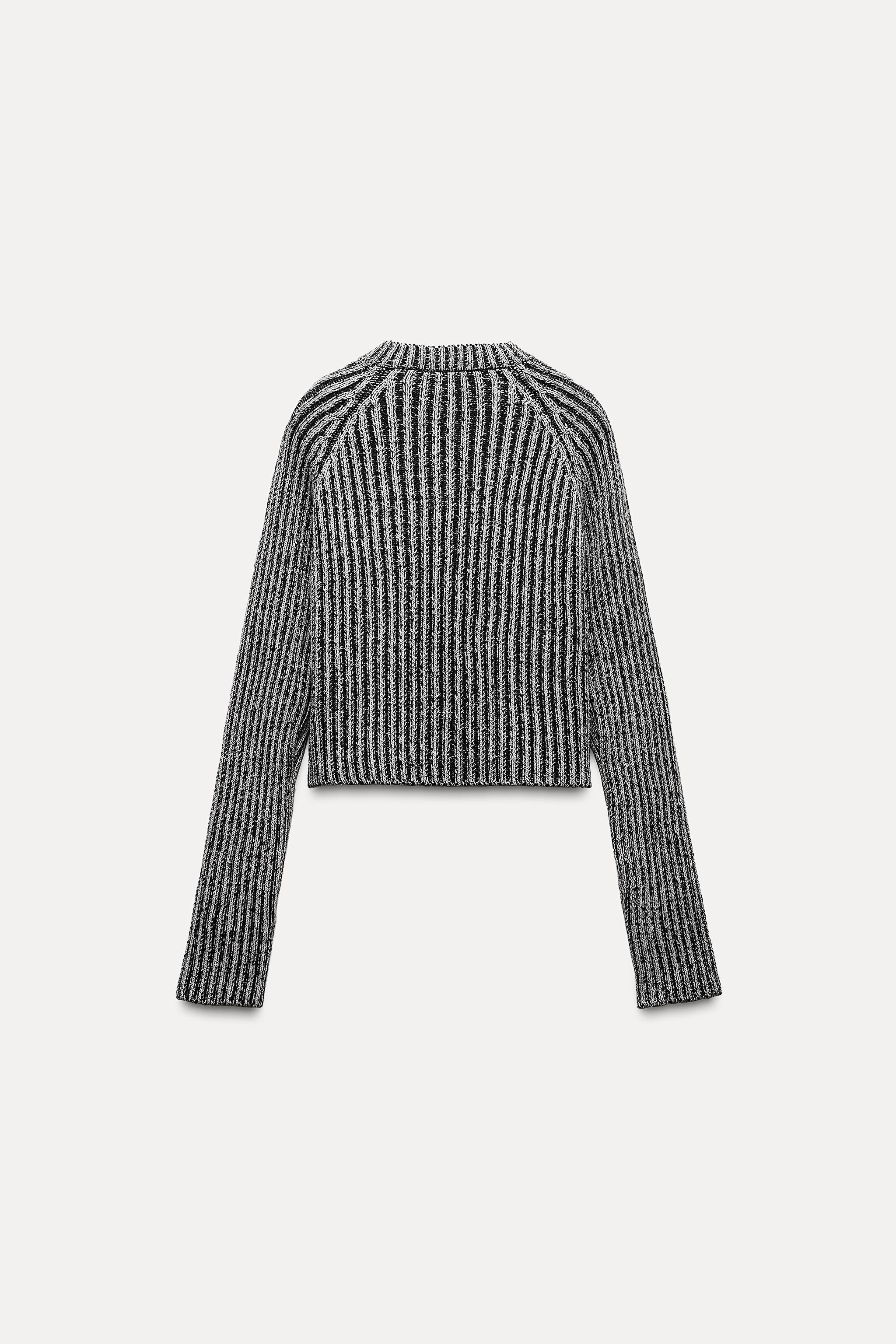 CROP RIBBED KNIT SWEATER Product Image