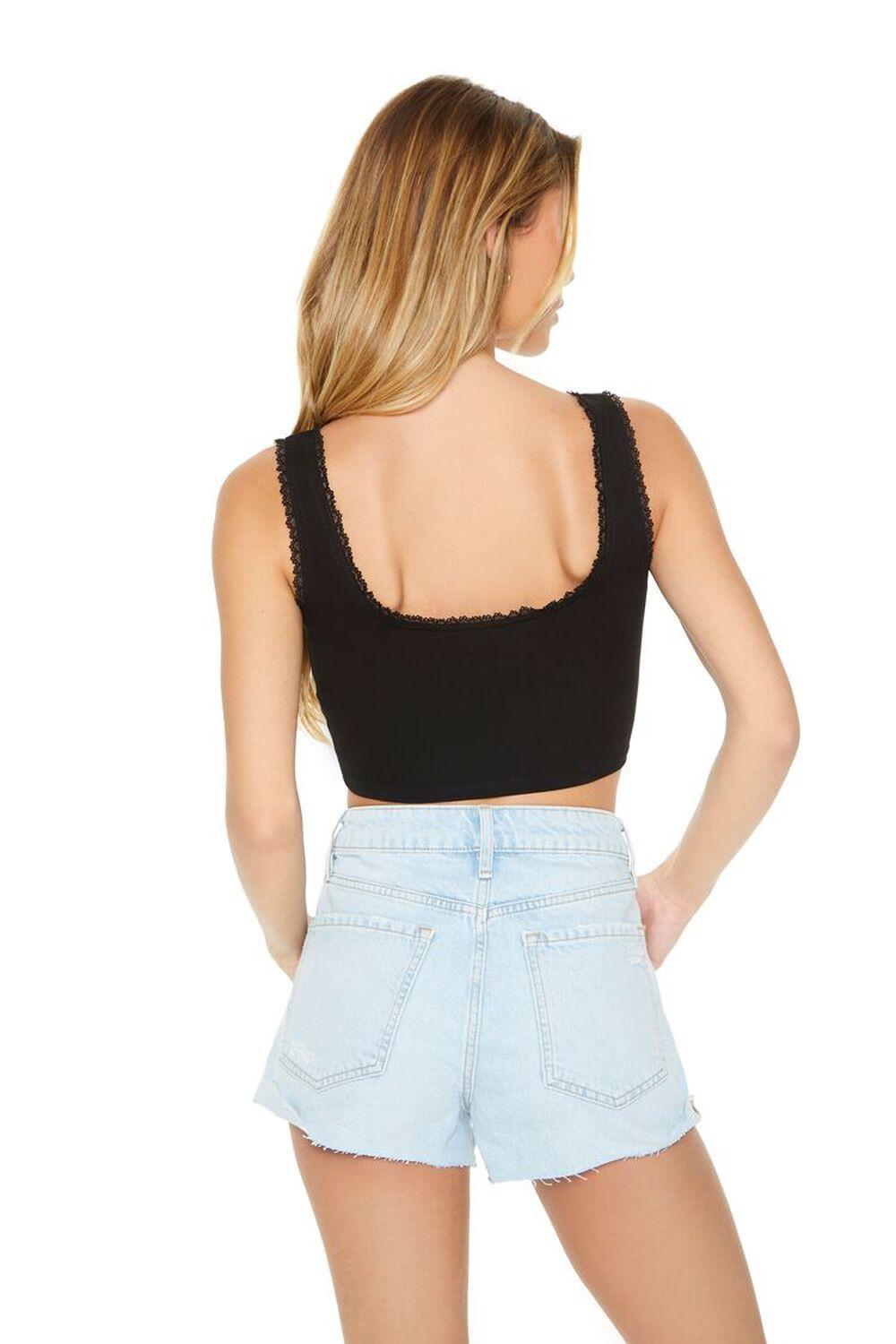 Ruched Lace-Trim Crop Top | Forever 21 Product Image