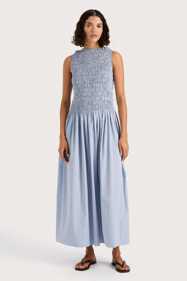 Noa Maxi Dress Blue Pinstripe Product Image