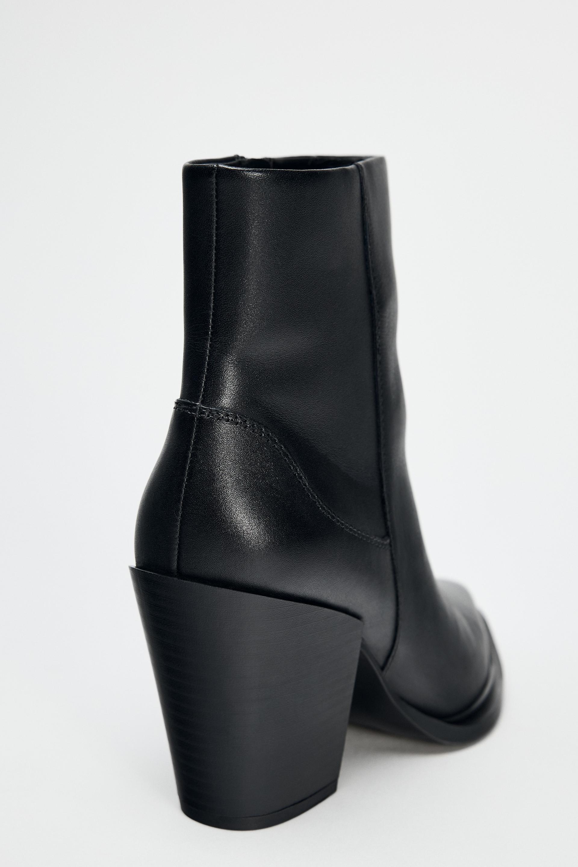 HEELED LEATHER ANKLE BOOTS Product Image