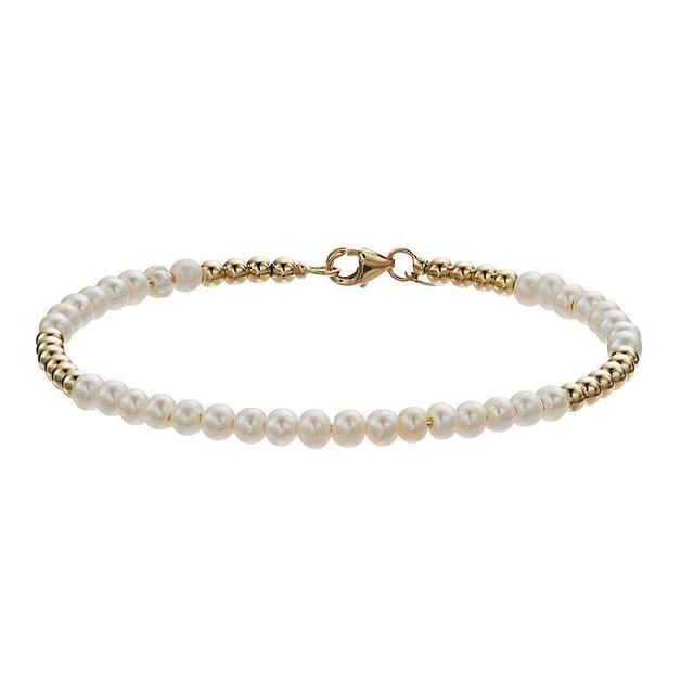 14k Gold Beaded Freshwater Cultured Pearl Bracelet, Womens Yellow Product Image