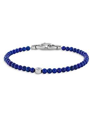 David Yurman Mens Sterling Silver Spiritual Beads Lapis Bead & Sapphire Evil Eye Bracelet Product Image